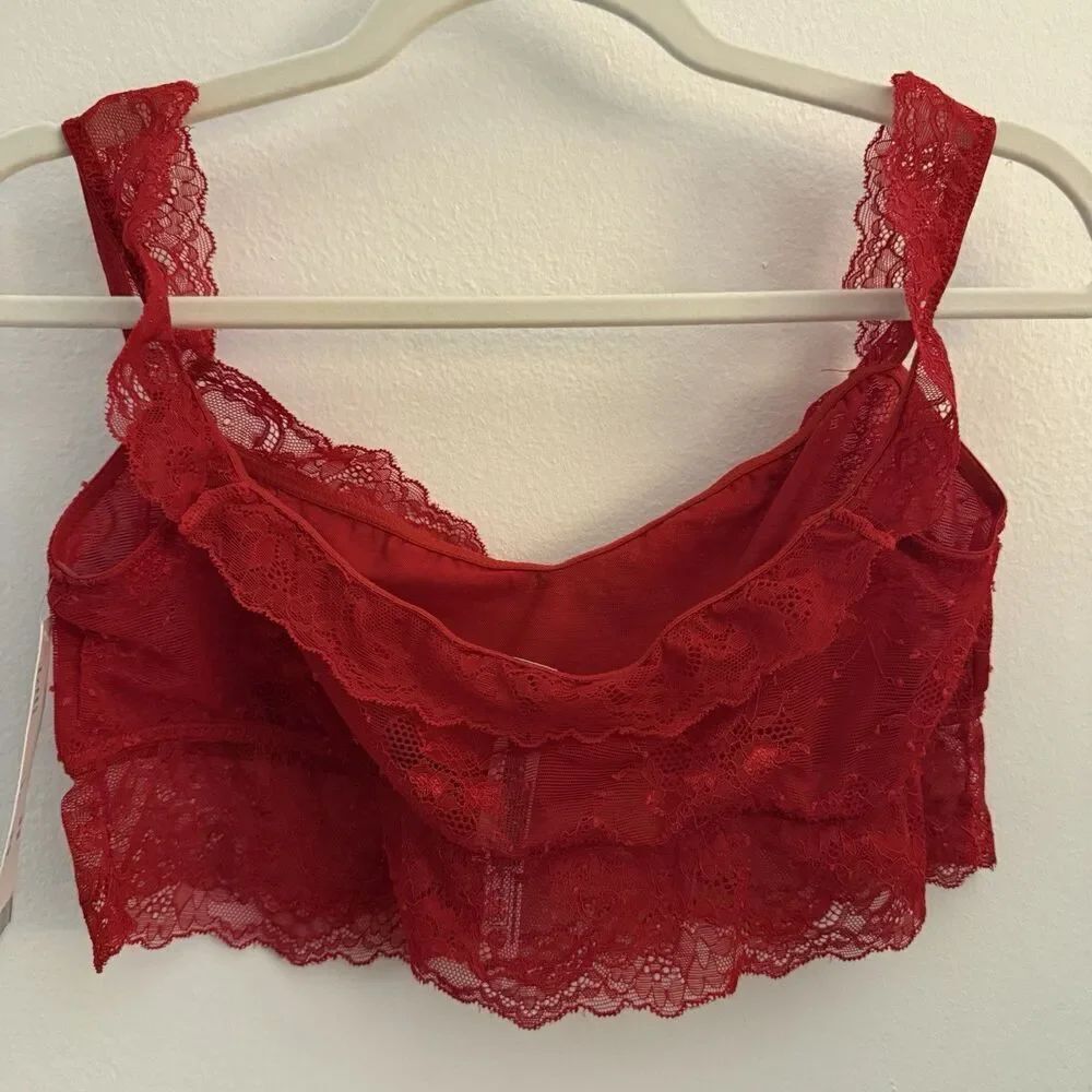 NWT Out From Under Red Lace Floral Bra Top / Bralette Off The Shoulder Size XL - Picture 6 of 15
